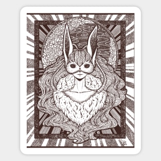 Moon Bunny Illustration Magnet